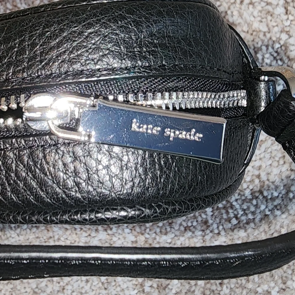 Kate‎ Spade Glitter Camera Black Leather Clutch